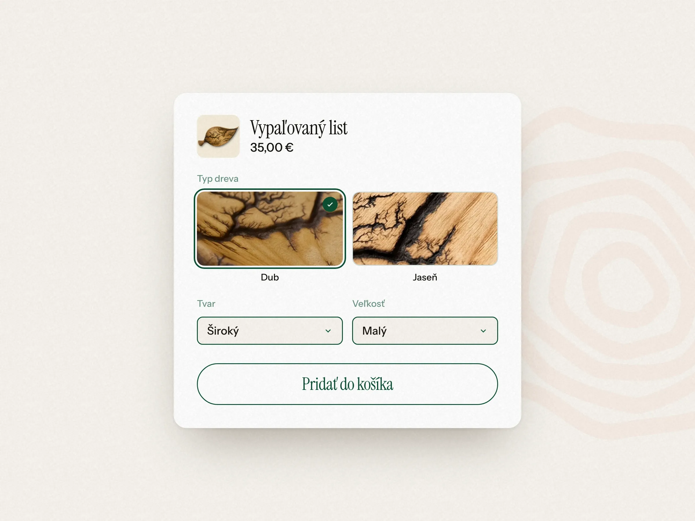 Product page with variant swatches